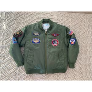 Flight Line Air Gear Boys Bomber Jacket Patches Size Large 14/16 Youth